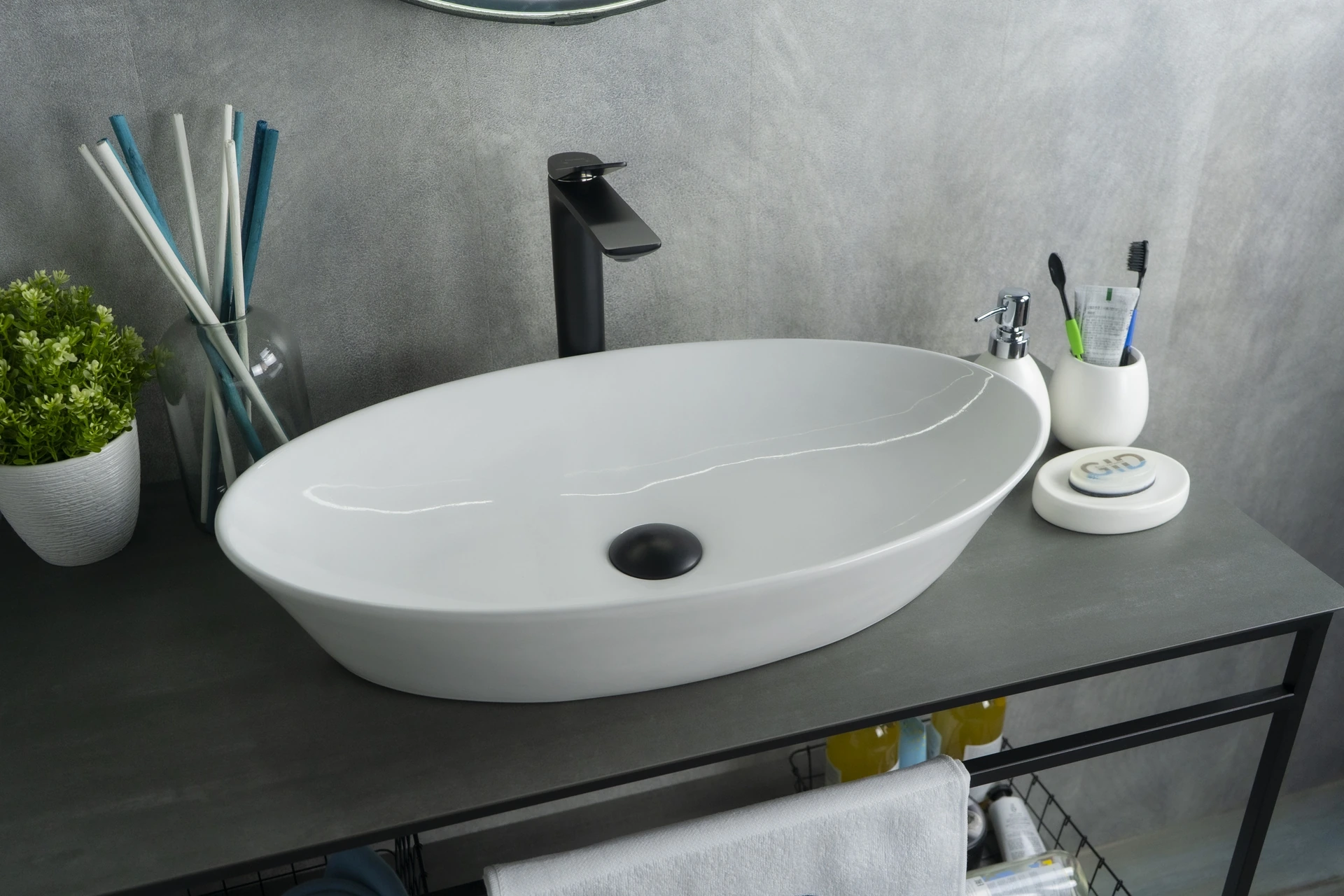 Раковина Gid N9397 51141 накладная белая 61x37x12