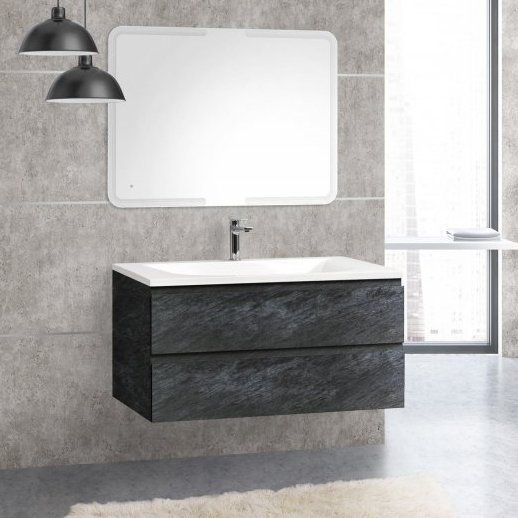 Комплект мебели Cezares Molveno 100 antracite (MOLVENO-100-2C-SO-ANTR+CEZ1000/500-LV-MR+SPC-MAR-1000-600-LED-TCH)