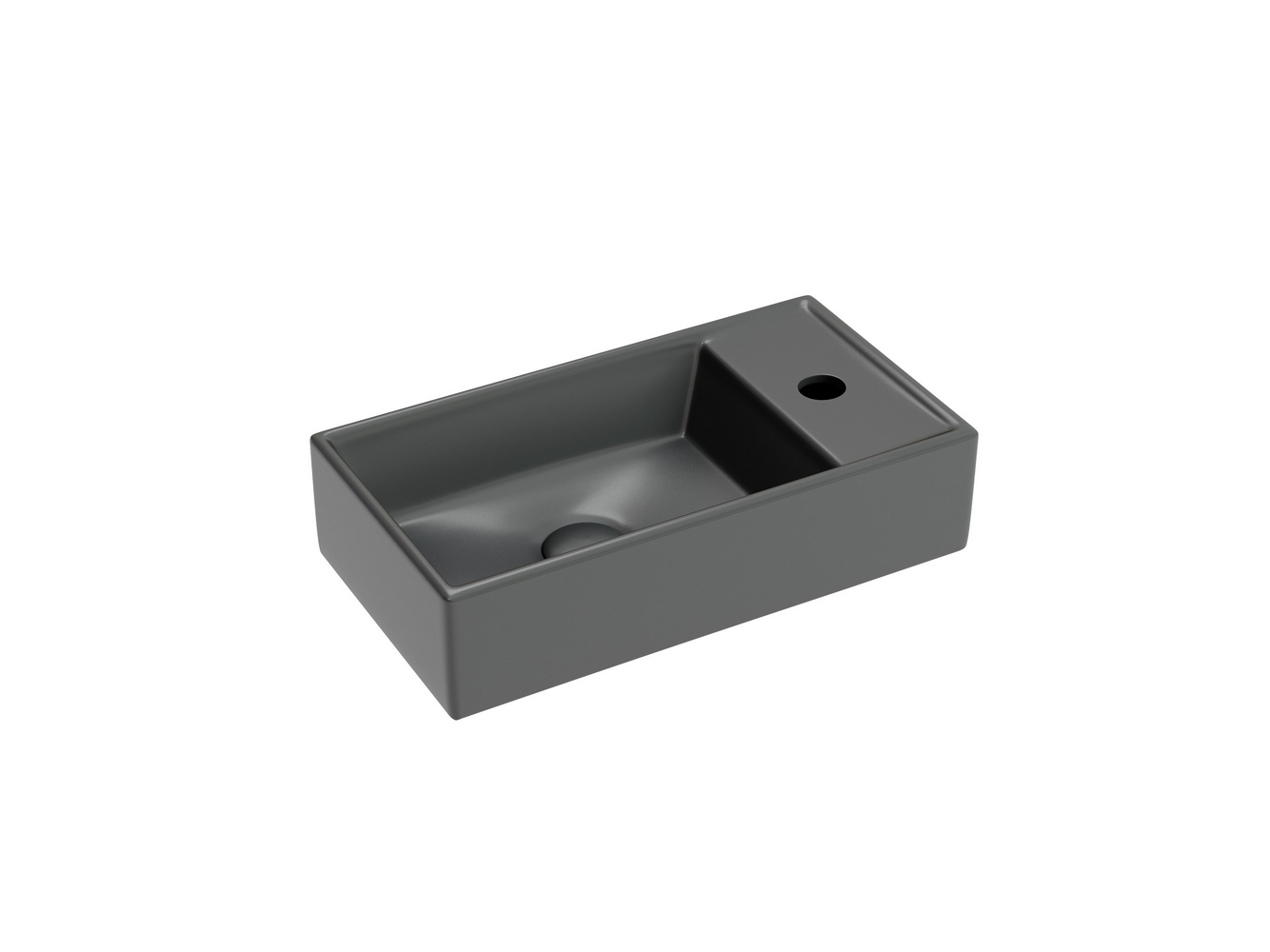 Умывальник подвесной прямоугольный (чаша слева, отверстие под смеситель справа) цвет темный антрацит матовый Element 407x217x100