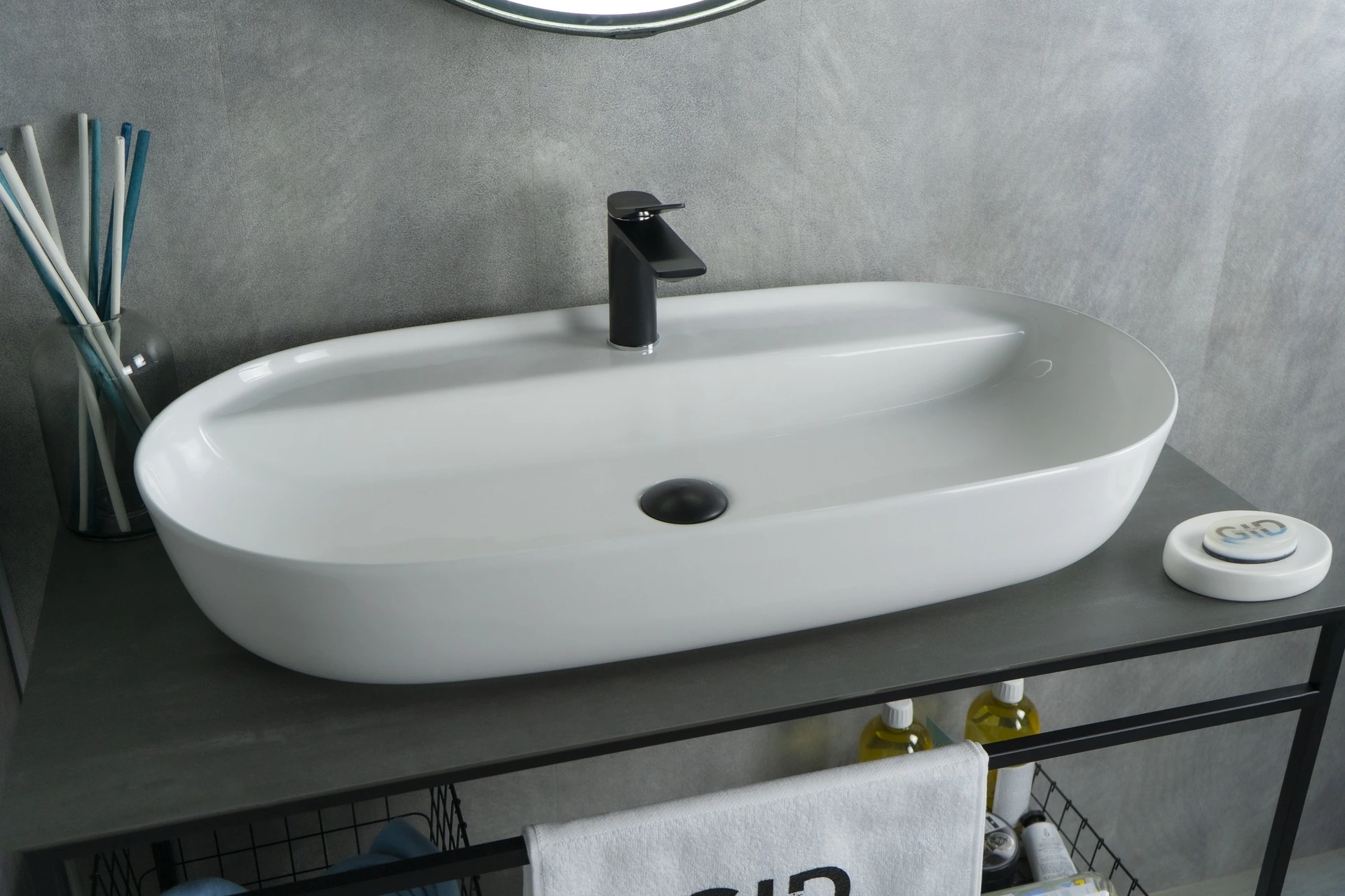 Раковина Gid N9347 51190 накладная белая 81x41x14