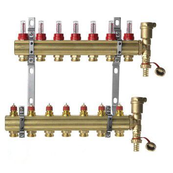 Комплект коллекторов Danfoss FHF-7F set из латуни, 7 контуров (088U0727)