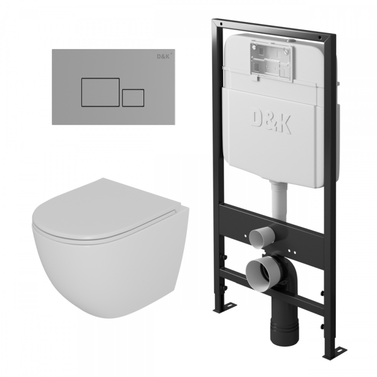 Комплект унитаза с инсталляцией и с кнопкой смыва D&K Matrix DS1391606