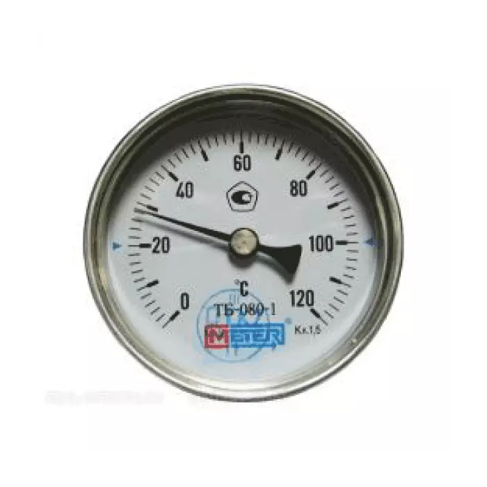 Термометр биметаллический осевой Дк80 120С L=80мм G1/2" ТБ80 Метер