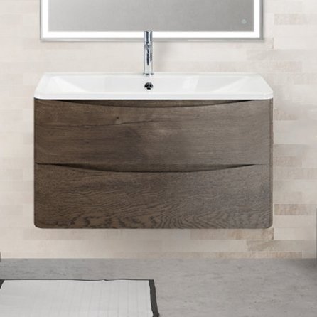 Тумба с раковиной BelBagno Acqua 80 подвесная, robere nature grigio (ACQUA-800-2C-SO-RNG+BB800/455-LV-MR-ALR)