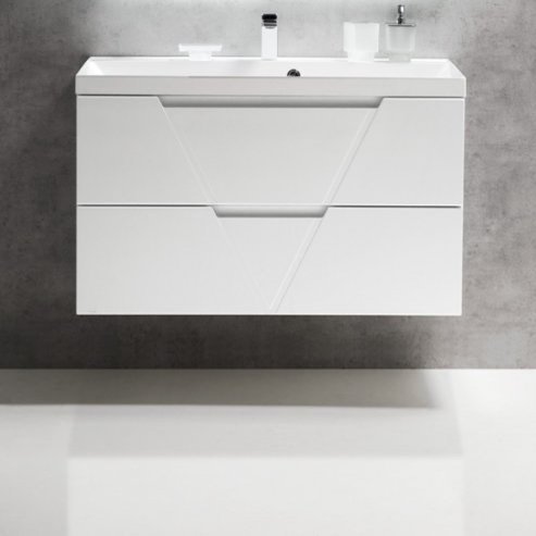 Тумба с раковиной BelBagno Vittoria 100 bianco lucido (VITTORIA-1000-2C-SO-BL+BB1000/450-LV-MR-AST)