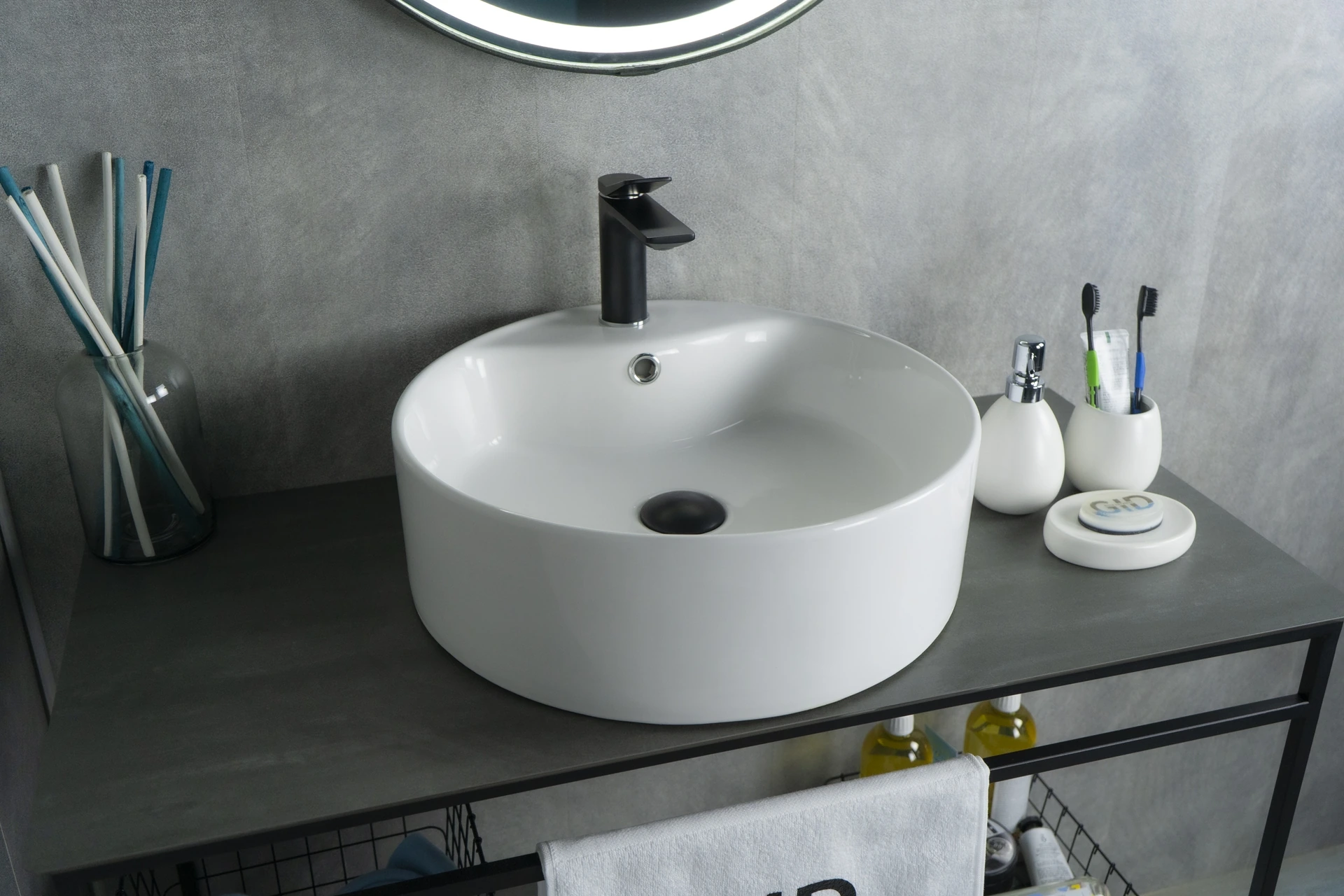 Раковина Gid N9008b 51104 накладная белая 46x46x16