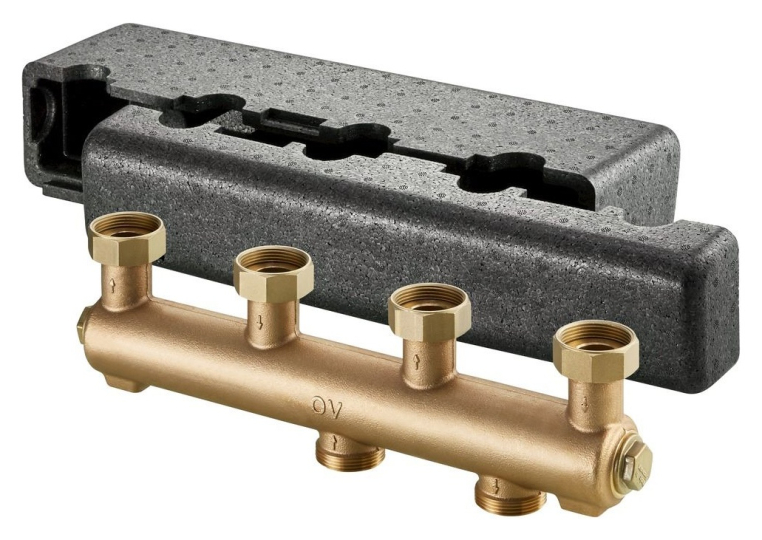 Коллектор распределительный Oventrop Regumat 1 1/2" на 2 выхода, бронза (1351571)