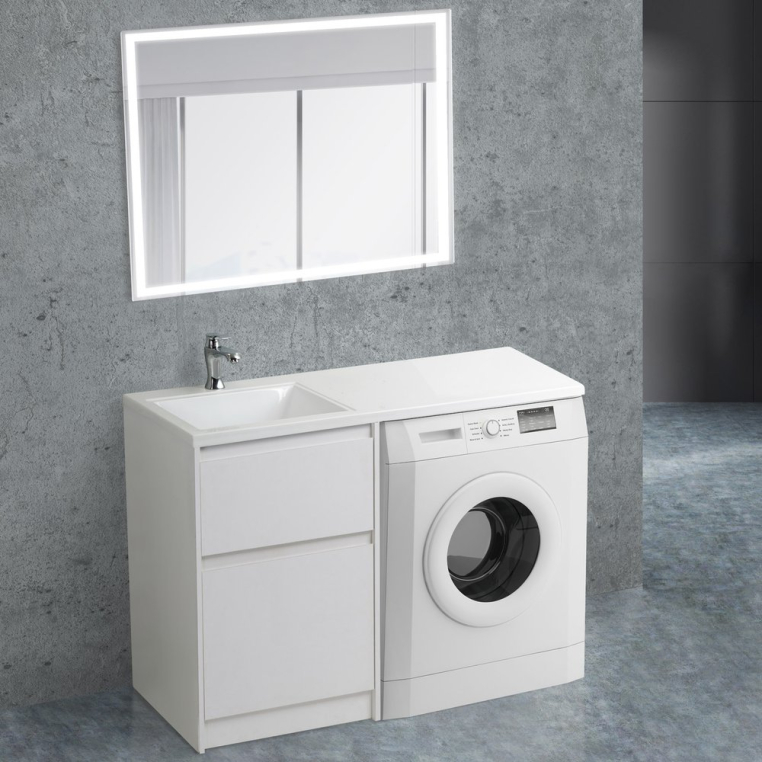 Комплект мебели BelBagno Kraft-LVD 60 bianco opaco (KRAFT-LVD-580/1200-2C-PIA-BO+BB1200/480-LV-MR-R+SPC-GRT-1200-800-LED-BTN)