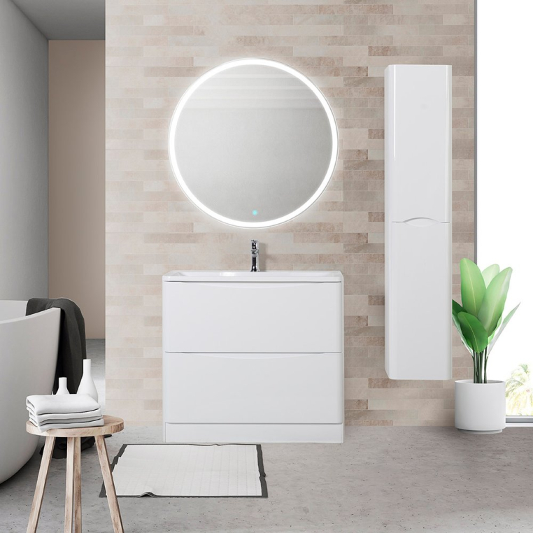 Комплект мебели BelBagno Acqua 100 напольная, bianco lucido (ACQUA-1000-2C-PIA-BL+BB1000/455-LV-MR-ALR+SPC-RNG-800-LED-TCH)