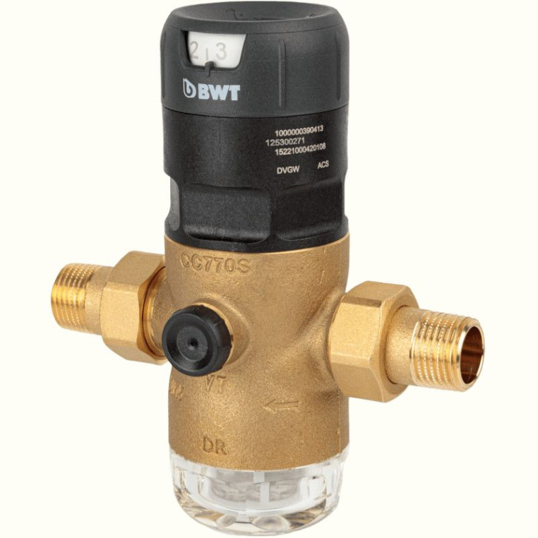 Редуктор давления BWT 1/2" 1.5-7 бар PN16 D1 Eco латунь для х/в пластик. колба с разъем. соед 125300271