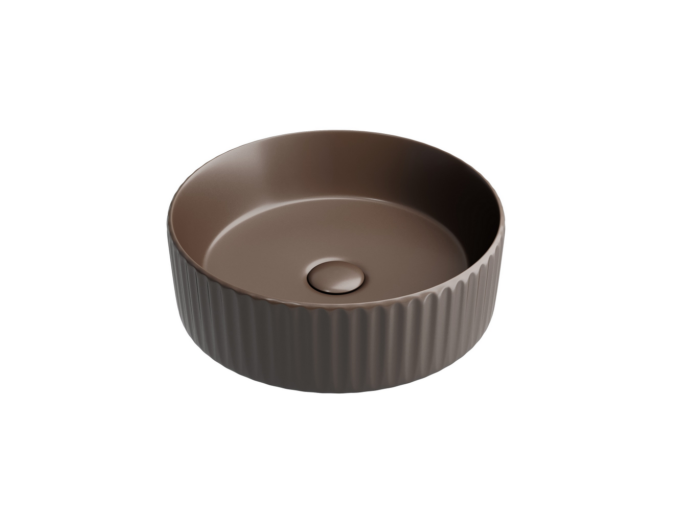 Умывальник чаша накладная круглая (цвет Темно-Коричневый Матовый) 360x360x115мм