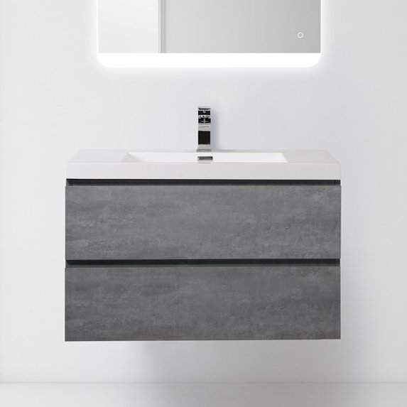 Тумба с раковиной BelBagno Luce 90 stucco cemento (LUCE-900-2C-SO-SCM+BB900AB)