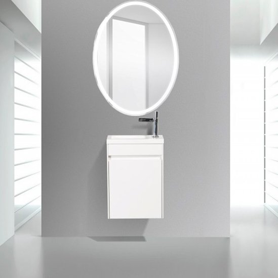 Комплект мебели BelBagno Pietra Mini 40 L bianco lucido (PIETRA MINI-400-1A-SO-BL-L+BB-400-PM-LVB+SPC-VST-600-800-LED-BTN)