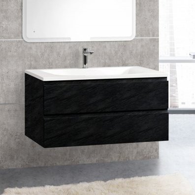 Тумба с раковиной Cezares Molveno 100 nero (MOLVENO-100-2C-SO-NR+CEZ1000/500-LV-MR)