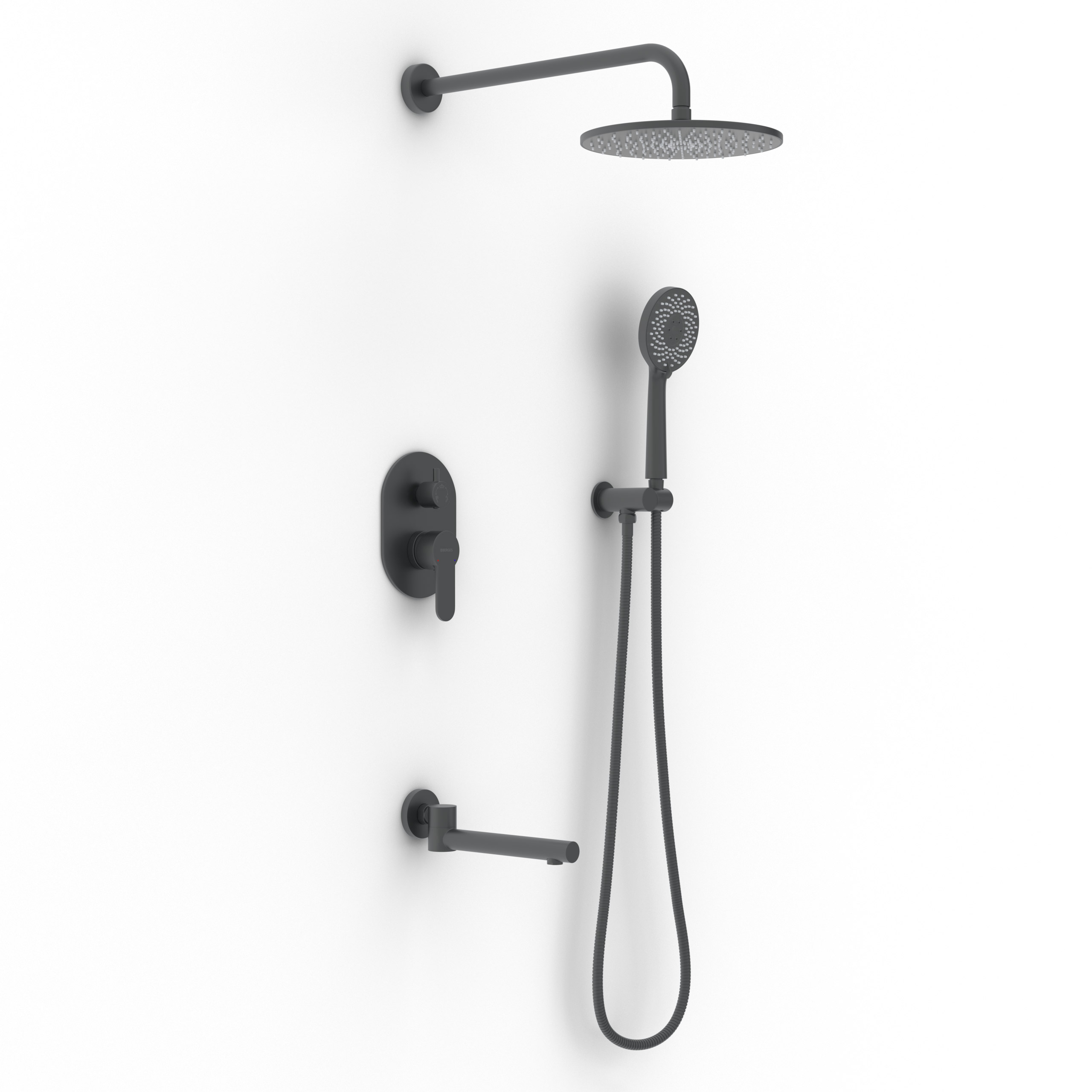 Душевой комплект BERGES NARDIS 3R, поворотный излив, черный матовый