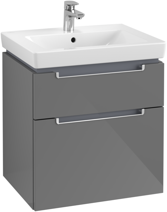 Тумба под раковину Villeroy & Boch Subway 2.0 587 x 590 x 454 mm A90900FP 2 выдвижных ящика, Glossy Grey