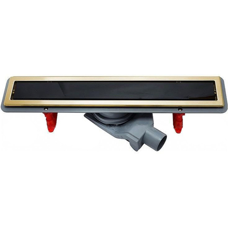 Душевой лоток Pestan Confluo Premium Line 650 Black Glass Gold 13100116 с решеткой полы