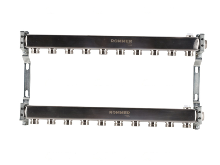 RMS-4401-000010 ROMMER Коллектор из нержавеющей стали для радиаторной разводки 10 вых.