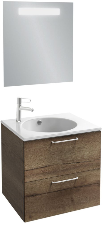 Комплект мебели Jacob Delafon Odeon Rive Gauche 60 дуб табак, 2 ящика, ручки хром (EB2520-R5-E52+EXBA112-Z-00+EB1411-NF)