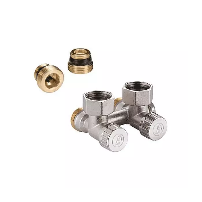 Узел нижнего подключения R384 Ду 15 Ру10 1/2"x3/4"ЕК угловой Giacomini R384X012