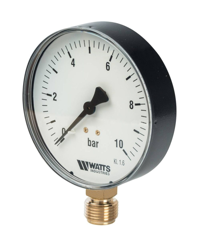 Watts F+R200(MDR) Манометр радиальный нр 100/10х1/2 100мм. 10 бар (10008078(03.22.210)(M1-100 0-10BAR))