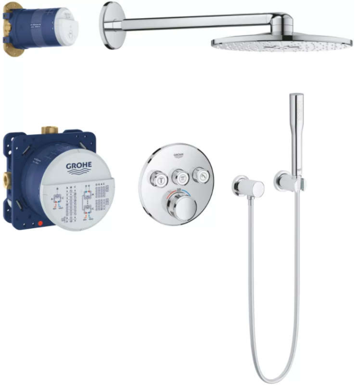 Душевой комплект с термостатом Grohe Grohtherm SmartControl 34705000 с внутренней частью