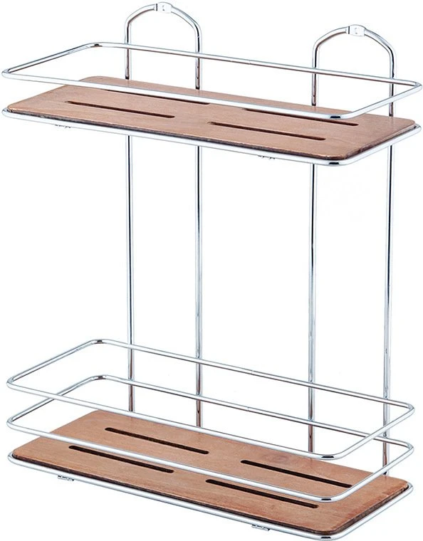 Полка в ванную 2 яруса Tekno-tel BK076 дерево/хром