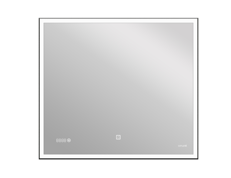 Зеркало Cersanit Led 011 design 80x70 с подсветкой часы металл. Рамка прямоугольное (KN-LU-LED011*80-d-Os)