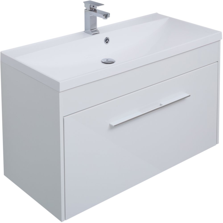 Тумба с раковиной Aquanet Августа 100 белая (210019+00284116)
