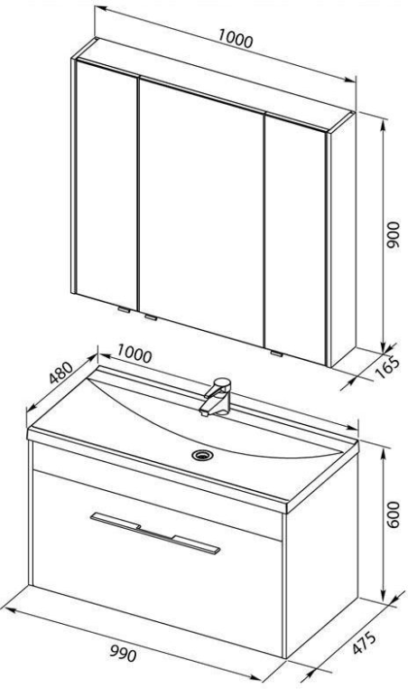 Мебель для ванной Aquanet Августа 100 белый (раковина Нота) 00287676