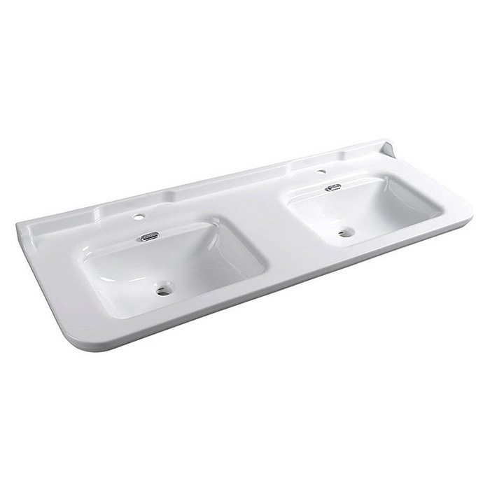 Раковина Kerasan Waldorf 150х55 см, 1 отв., двойная, керамическая, белый/хром 4143K1bi/cr*0