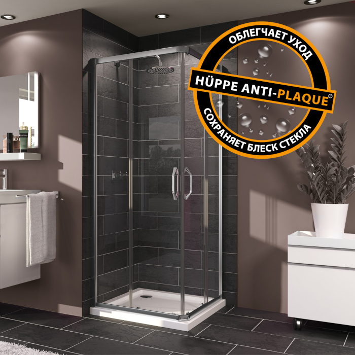 Двухсекционная раздвижная дверь Huppe X1 90x90 140103.069.322 анти-налет, хром/прозрачный