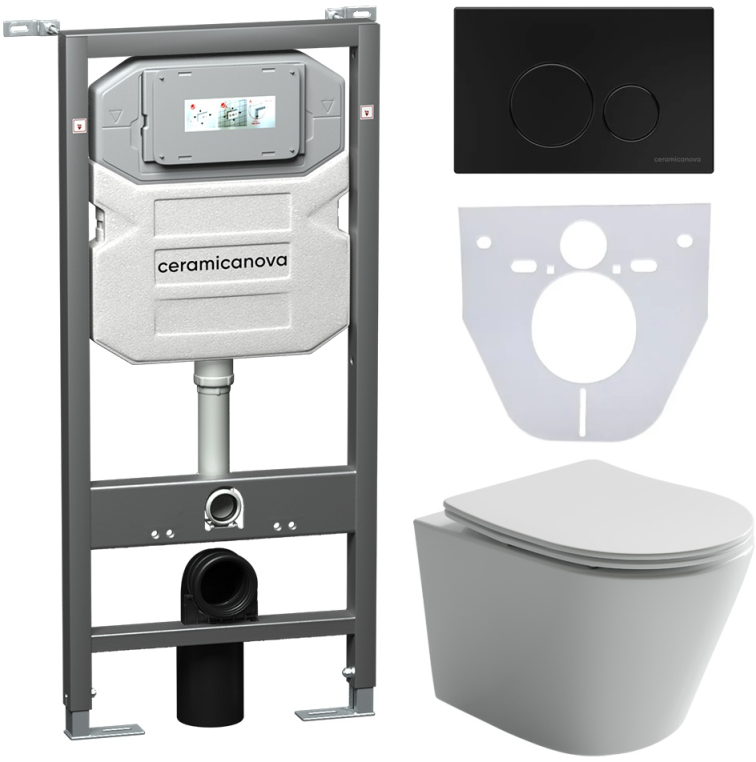 Инсталляция с унитазом и с кнопкой смыва Ceramica Nova CN6000_1001B_1000