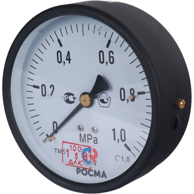 00000000908 РОСМА ТМ-510Т.00 (0-1 MPa) G1/2 МАНОМЕТР 100мм, общетехнический, осевое присоединение, КТ 1,5.