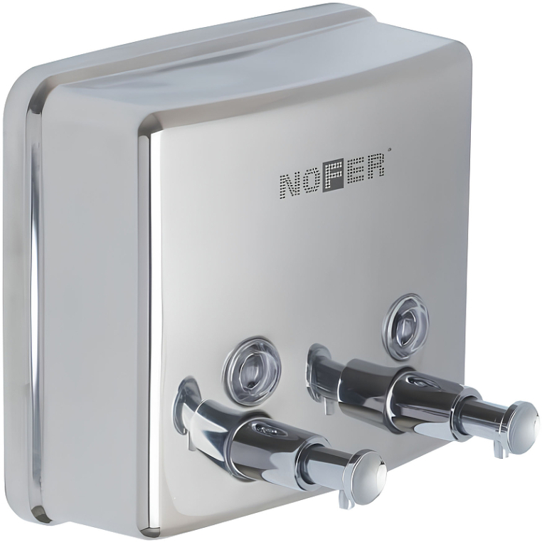 Дозатор для мыла Nofer Inox 03005.B, глянцевый, с двумя кранами, 1200 мл