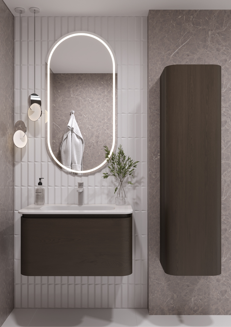 OVALE 1 полка 80CM ШПОН тумба + раковина