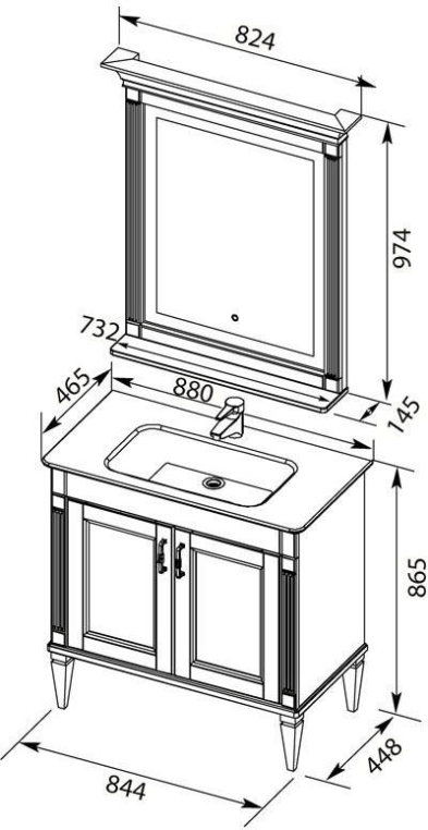 Комплект мебели для ванной Aquanet Селена 90 белый/серебро 00233126