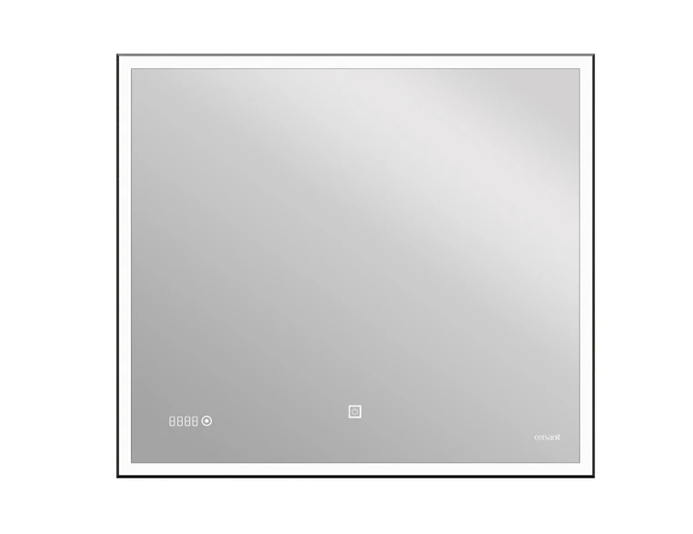 Зеркало Cersanit Led 011 design 100x80 с подсветкой часы металл. Рамка прямоугольное (KN-LU-LED011*100-d-Os)
