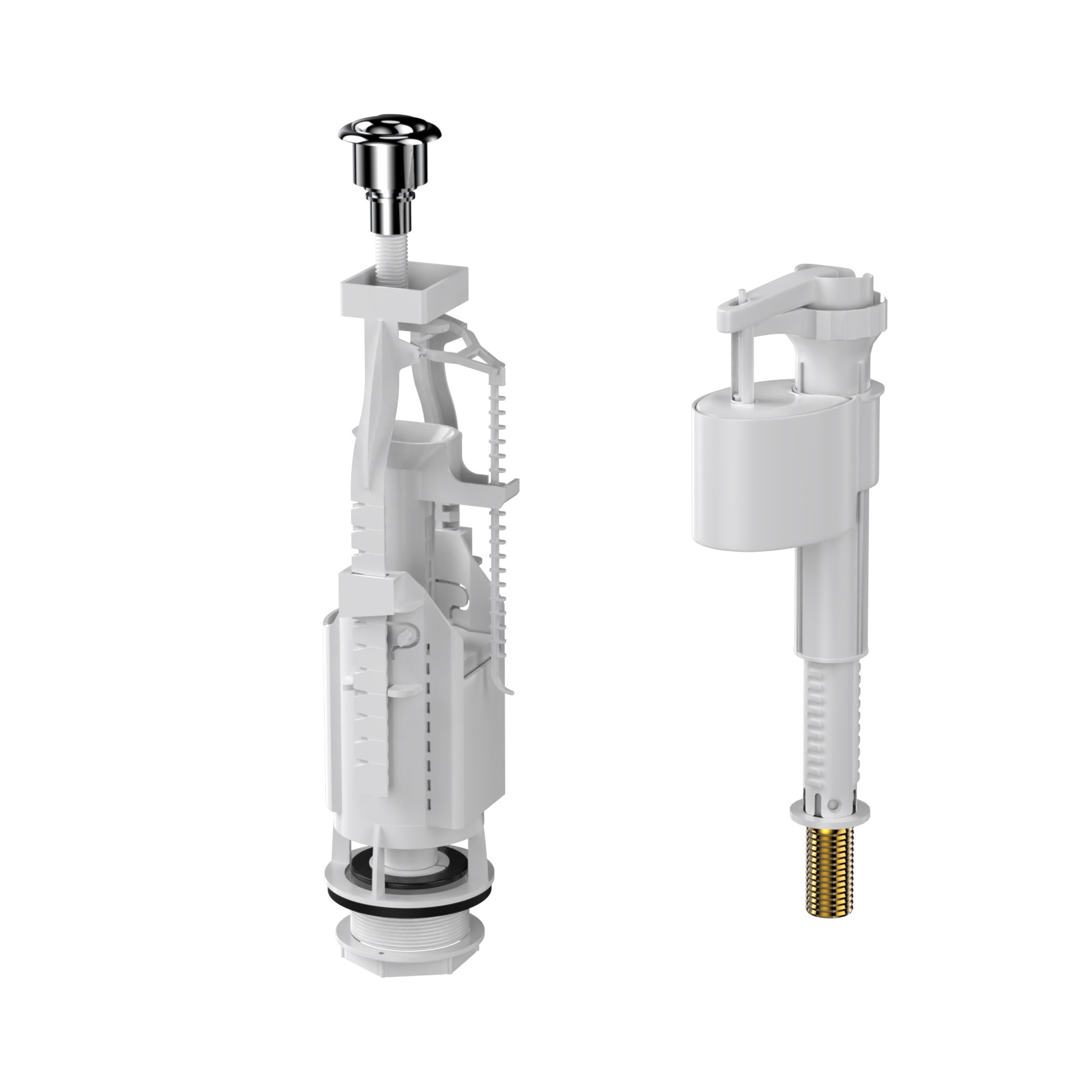 Комплект арматуры Eko 23.1 двухкнопочный, нижний клапан, латунный штуцер