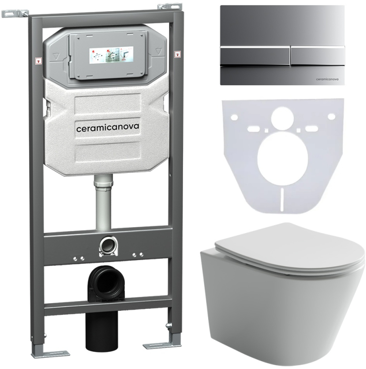 Инсталляция с унитазом и с кнопкой смыва Ceramica Nova CN6000_1002M_1000