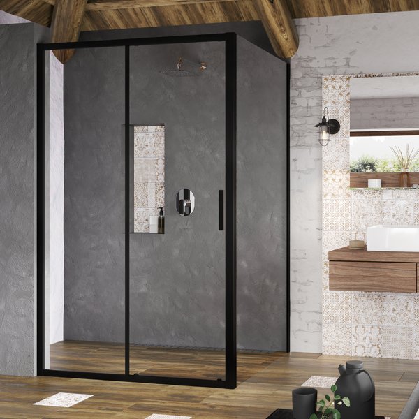 Боковая стенка Ravak Blix Slim BLSPS-80 X9BM40300Z1 80х195 профиль черный/стекло Transparent