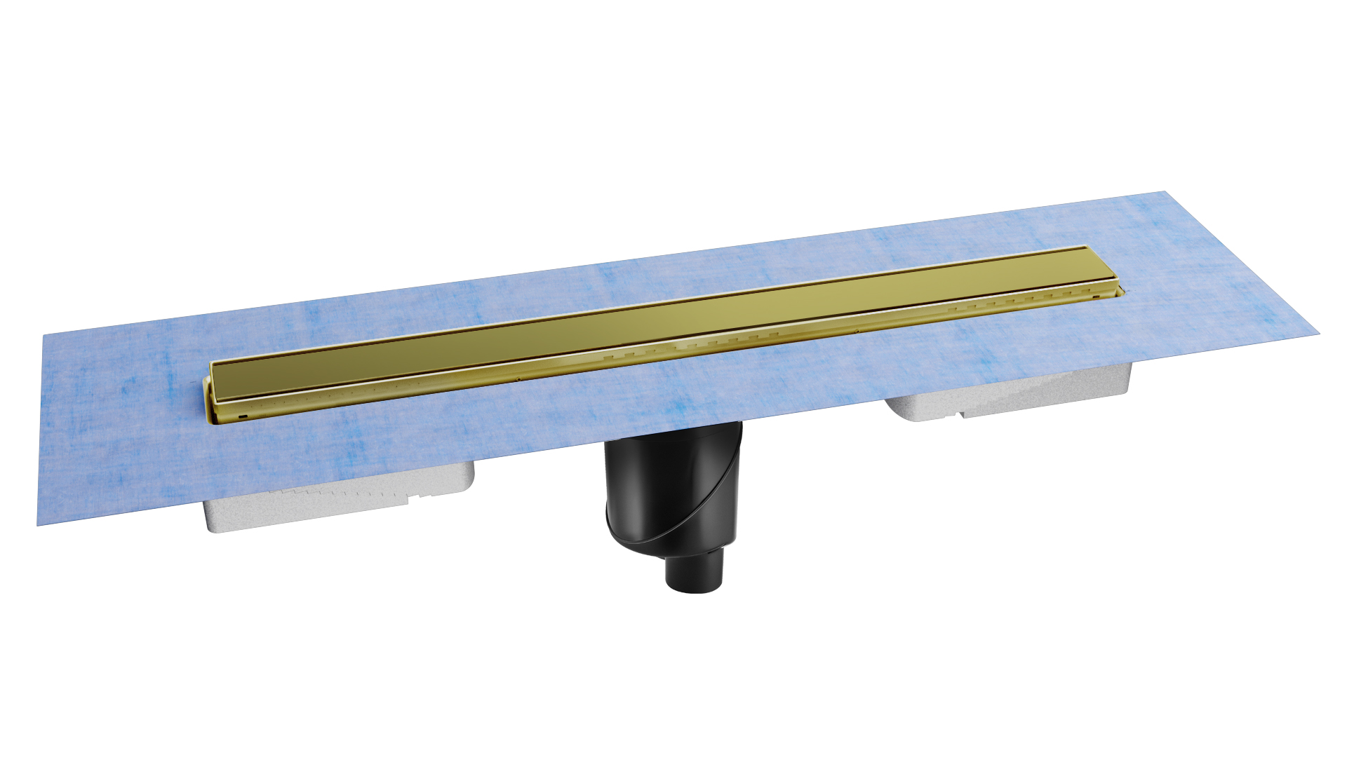 Желоб BERGES водосток напольный B1 Keramik 800 нержавеющая сталь, решетка бронза, S-сифон D50/110 вертикальный