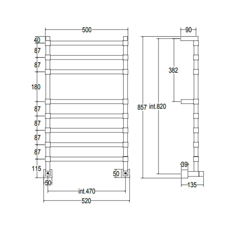 Полотенцесушитель водяной Margaroli Panorama 52x85 7644708GO золото
