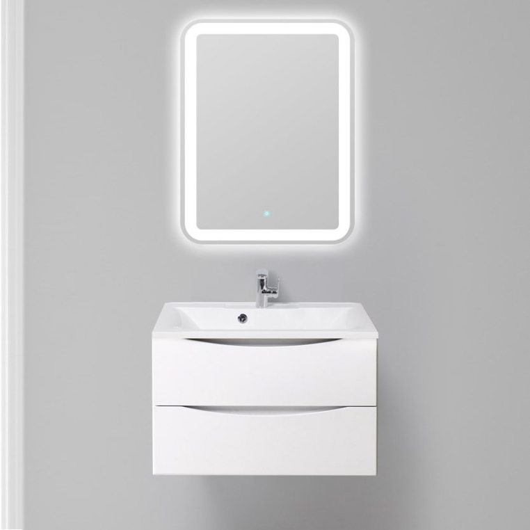 Комплект мебели BelBagno Marino 75 bianco lucido (MARINO-750-2C-SO-BL-P+BB750/450-LV-MR-PR+SPC-MAR-600-800-LED-TCH)