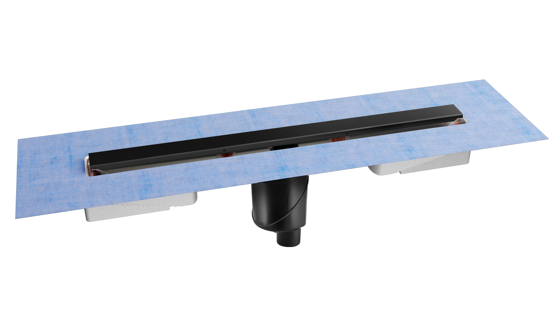 Желоб BERGES водосток напольный С1 Norma 800 нержавеющая сталь, матовый черный, S-сифон D50/110 вертикальный