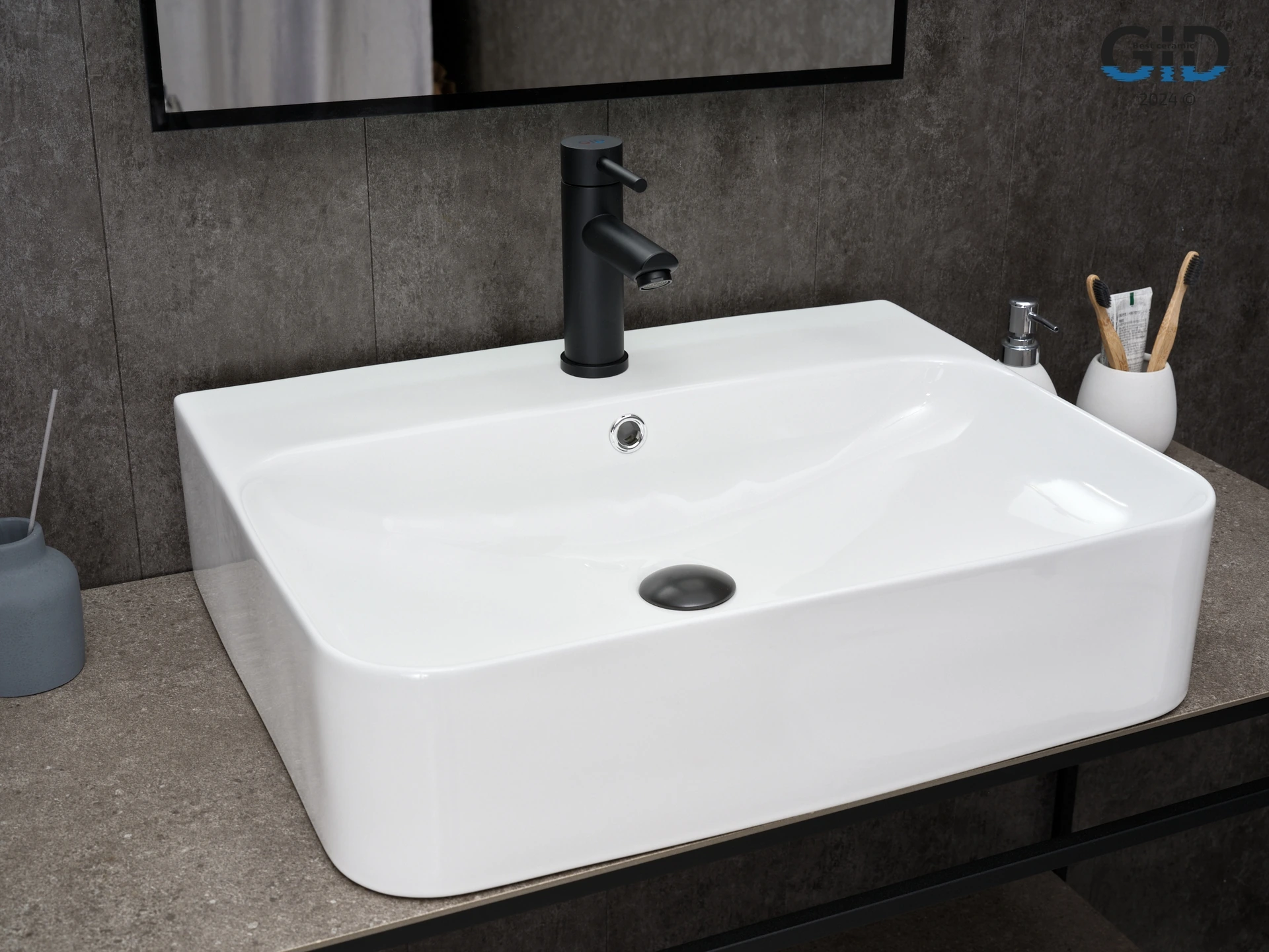 Раковина Gid N9258 51218 накладная белая 60x45x13