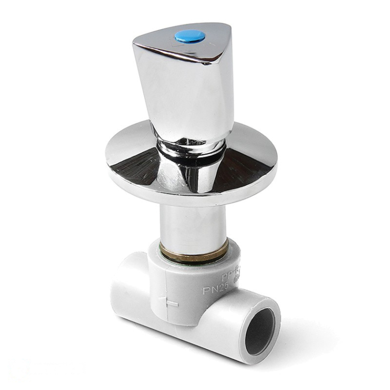 Pro Aqua PP-R Клапан (вентиль) трилистник 25 с хромированной рукояткой белый (PA43510)