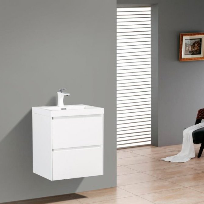 Тумба с раковиной BelBagno Pietra Mini 50 bianco lucido (PIETRA MINI-500-2C-SO-BL+BB-500-PM-LVB)