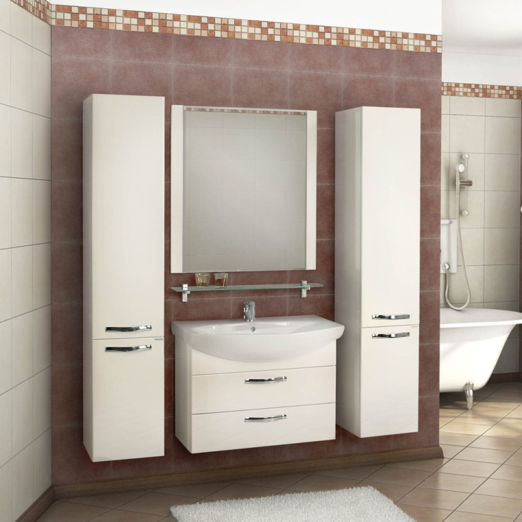 Комплект мебели Aquaton Ария М 80 белая (1A1408K0AA010+1A141902AA010)