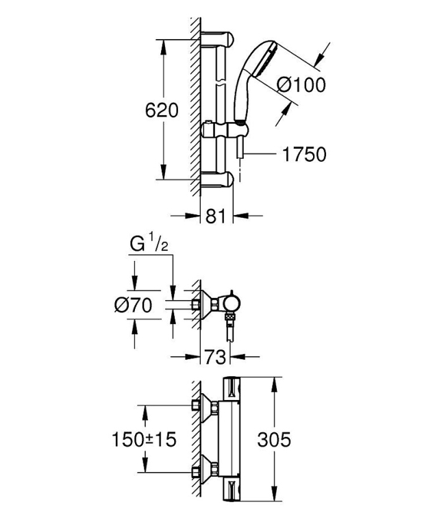Душевой комплект Grohe Grohtherm 800 34565001